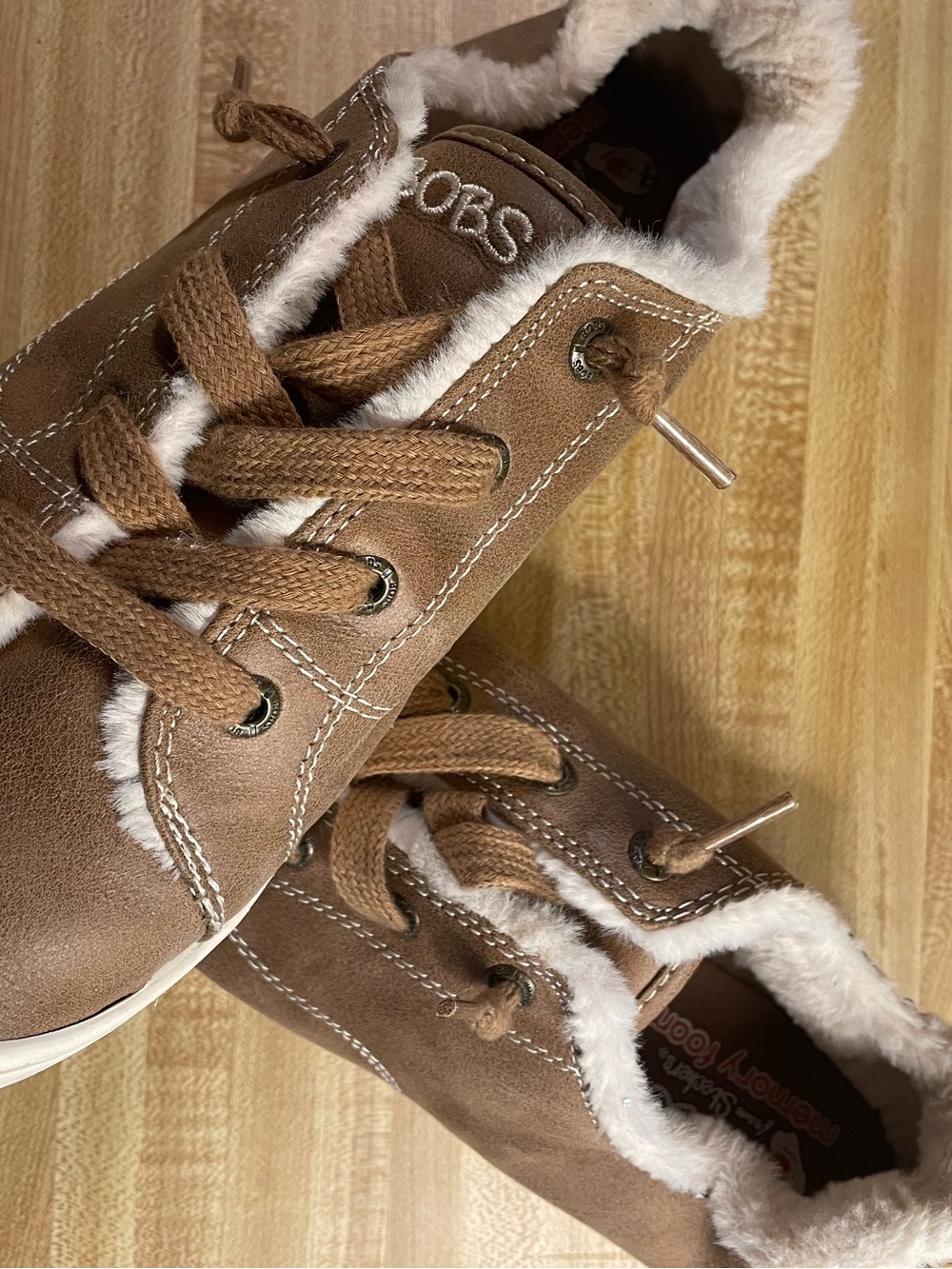 Bobs by Skechers Brown Faux-Fur Lined Sneakers